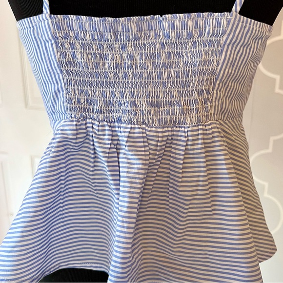 Anthropologie MAEVE Striped Knot Front Spaghetti Strap Top Blue White Size 4 - Picture 7 of 9